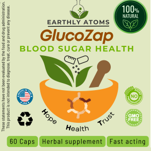 GlucoZap by Earthly Atoms – 100% Natural Blood Sugar Support Supplement – 18 Herbal Ingredients, Glucose Balance – 60 Capsules